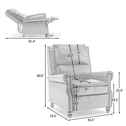 Set da 2 poltrone reclinabili manuali con schienale e finiture a borchie