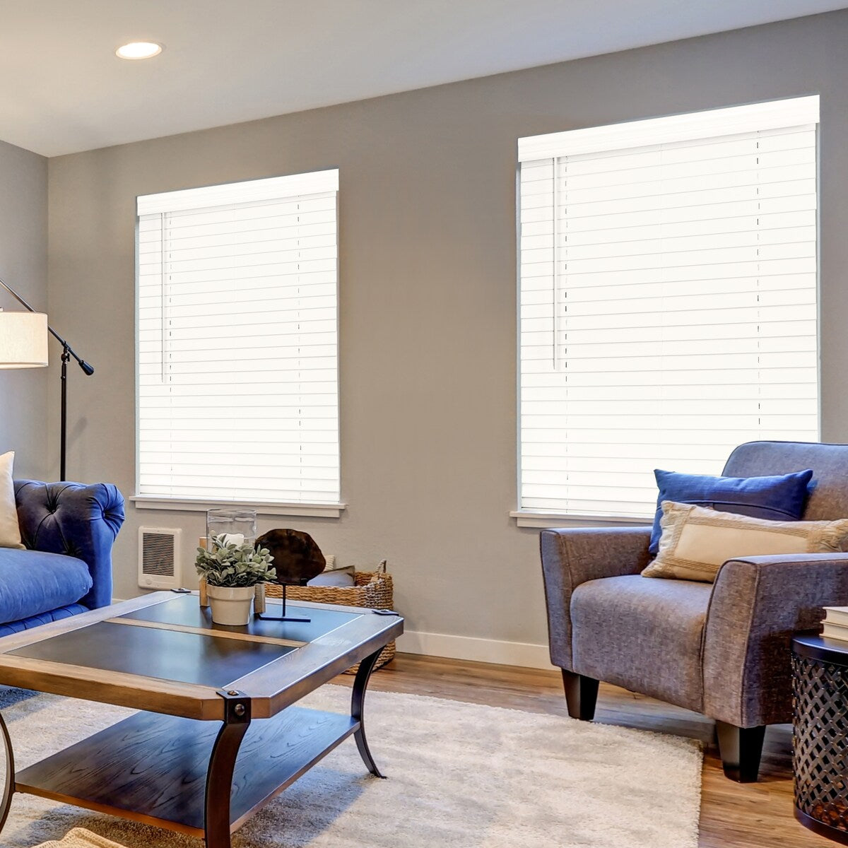 2 tende in finto legno senza fili - Bianco brillante