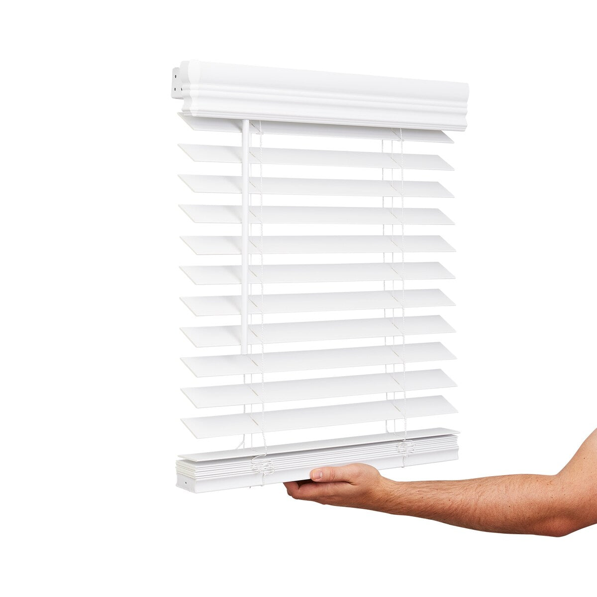 2 tende in finto legno senza fili - Bianco brillante