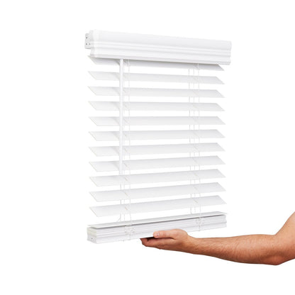 2 tende in finto legno senza fili - Bianco brillante