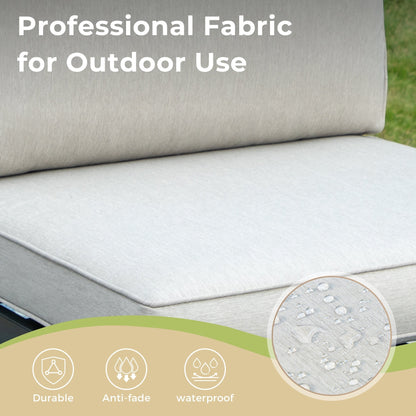 Set di divani componibili da giardino da 10 posti, struttura in acciaio con rivestimento E, set da conversazione con tavolino laterale incorporato, cuscino grigio