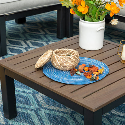 Set di divani componibili da giardino da 10 posti, struttura in acciaio con rivestimento E, set da conversazione con tavolino laterale incorporato, cuscino grigio