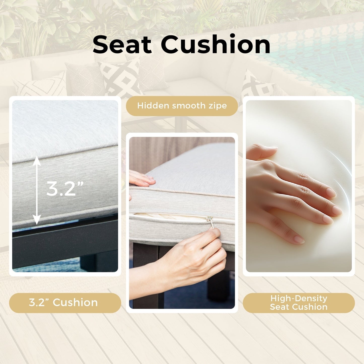 Set di divani componibili da giardino da 10 posti, struttura in acciaio con rivestimento E, set da conversazione con tavolino laterale incorporato, cuscino grigio