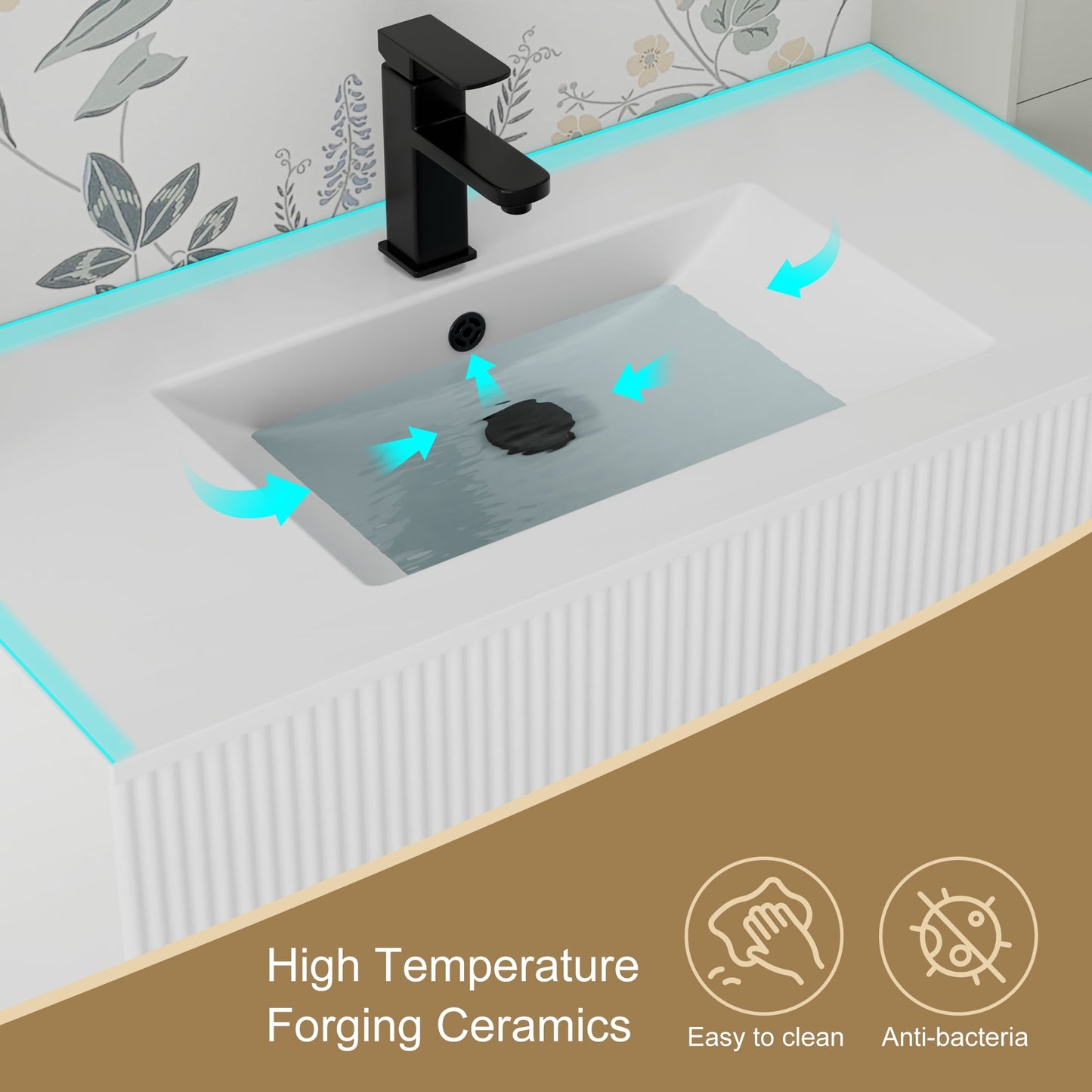 Mobile bagno Wavy Line 30/36/48 con lavabo e rubinetto