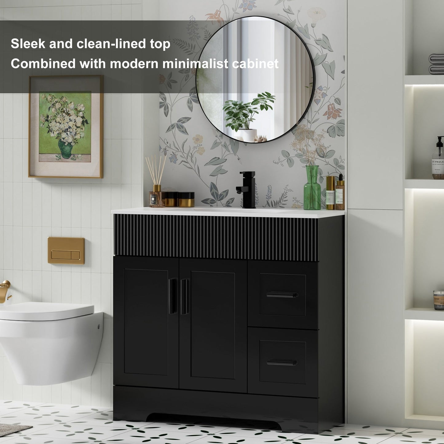 Mobile bagno Wavy Line 30/36/48 con lavabo e rubinetto