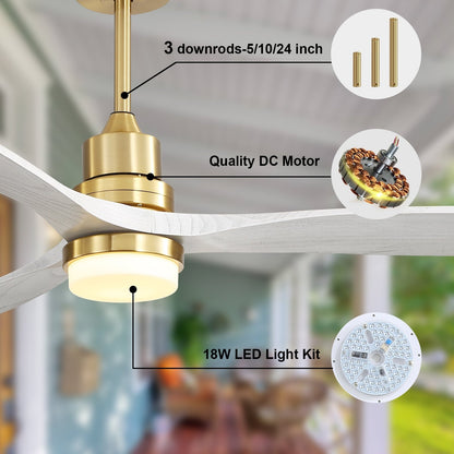 Ventilatore da soffitto in legno per interni Sofucor 52 con telecomando, luce integrata opzionale