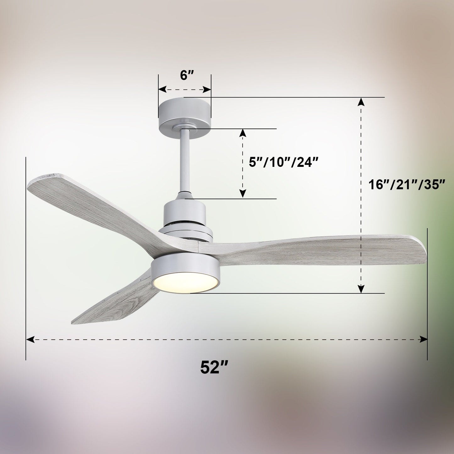 Ventilatore da soffitto in legno per interni Sofucor 52 con telecomando, luce integrata opzionale