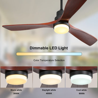 Ventilatore da soffitto in legno per interni Sofucor 52 con telecomando, luce integrata opzionale