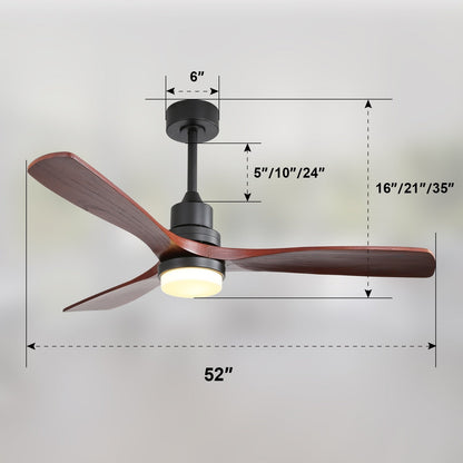 Ventilatore da soffitto in legno per interni Sofucor 52 con telecomando, luce integrata opzionale