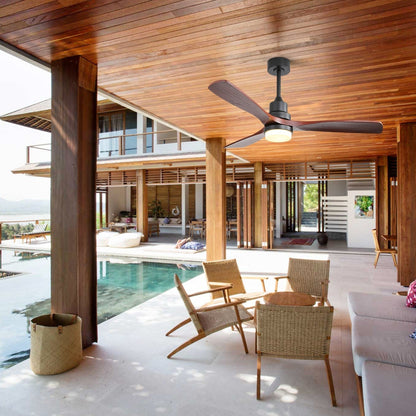 Ventilatore da soffitto in legno per interni Sofucor 52 con telecomando, luce integrata opzionale