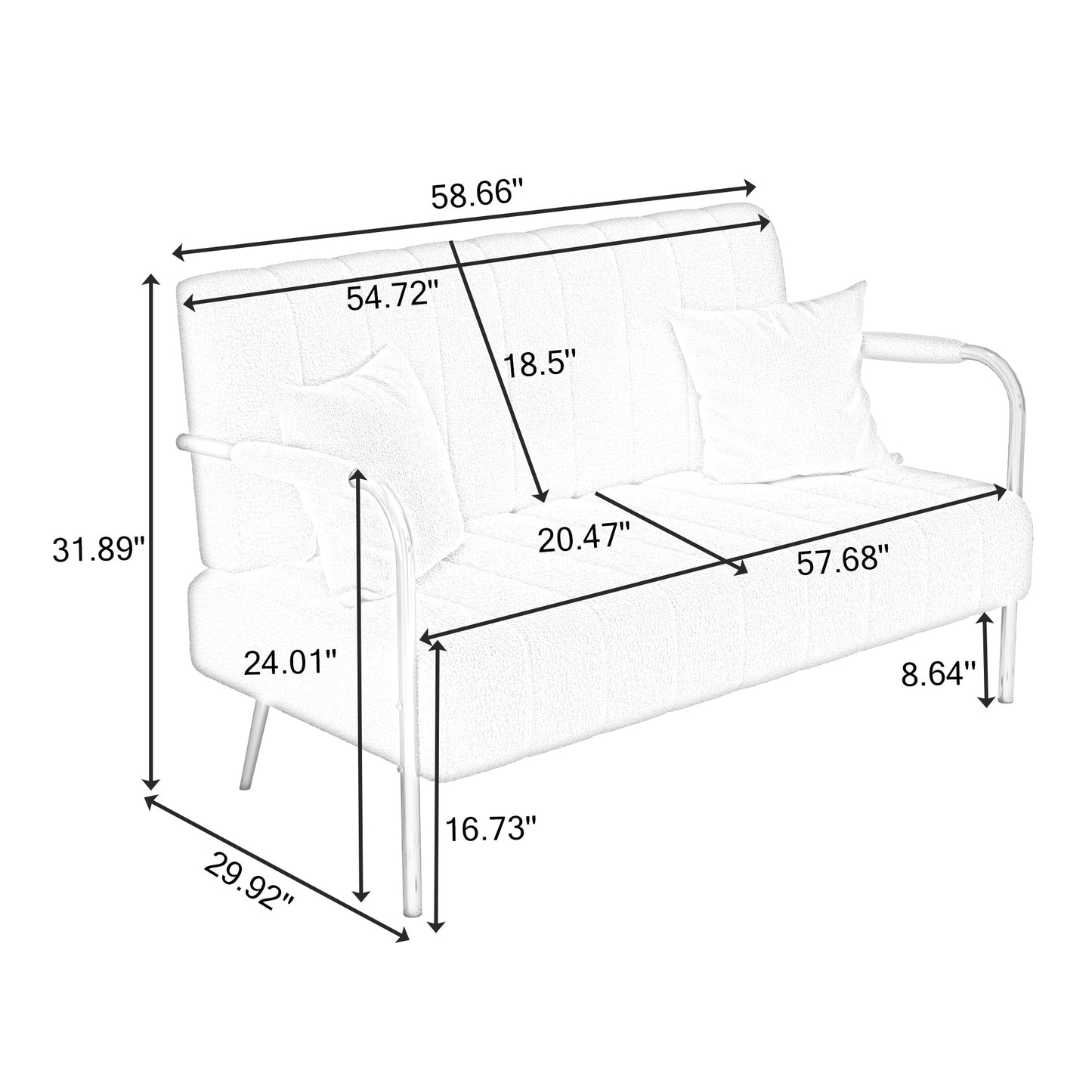 Divano in pile Teddy rosa morbido - 29,92 x 58,66 x 31,89
