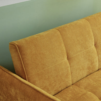 Divano letto estraibile in tessuto ciniglia giallo - 39,00 x 53,50 x 31,50