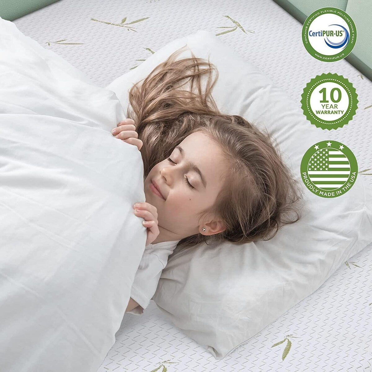 Materasso in memory foam da 10 pollici, sensazione medio-rigida con rivestimento in bambù, certificato CertiPUR-US