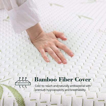 Materasso in memory foam da 10 pollici, sensazione medio-rigida con rivestimento in bambù, certificato CertiPUR-US
