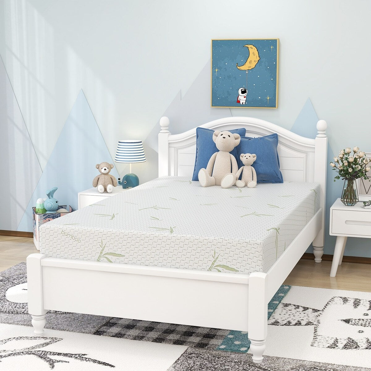 Materasso in memory foam da 10 pollici, sensazione medio-rigida con rivestimento in bambù, certificato CertiPUR-US