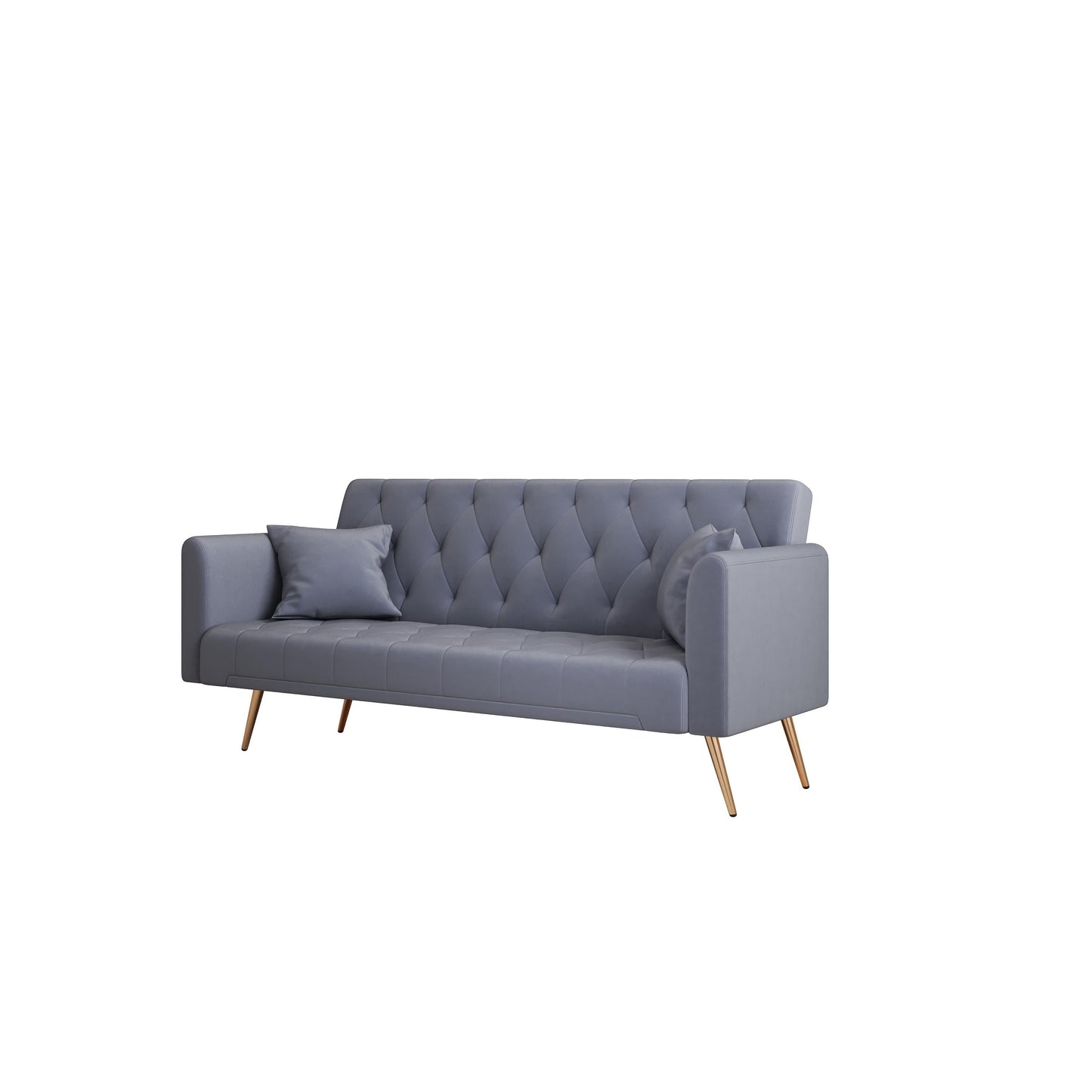 Divano letto matrimoniale pieghevole convertibile imbottito grigio trapuntato - 19,00 x 71,00 x 30,00