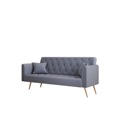 Divano letto matrimoniale pieghevole convertibile imbottito grigio trapuntato - 19,00 x 71,00 x 30,00