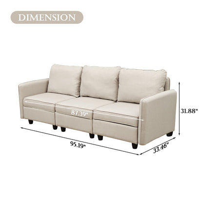 Divano con contenitore, divano imbottito con moderno tessuto di lino