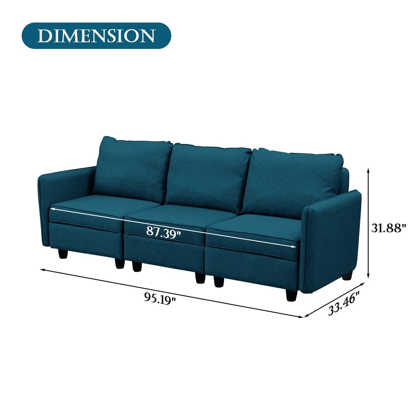 Divano con contenitore, divano imbottito con moderno tessuto di lino