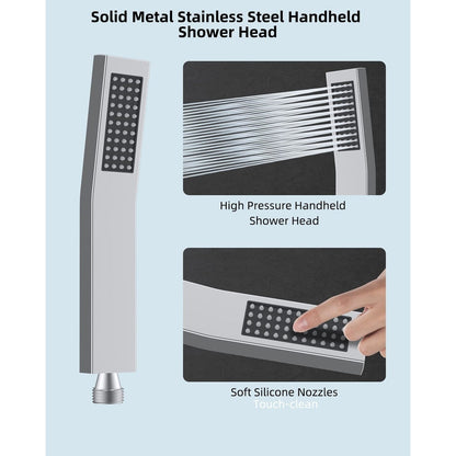Soffione doccia a pioggia ad alta pressione interamente in metallo da 10 pollici con combinazione portatile