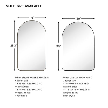 Mobiletto porta medicinali con cornice incassata TEHOME Aristes, specchio e ripiani regolabili