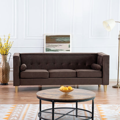 Divano per soggiorno Divano Mid Century con cuscino trapuntato Gambe in legno massello per soggiorno Camera da letto Comodo