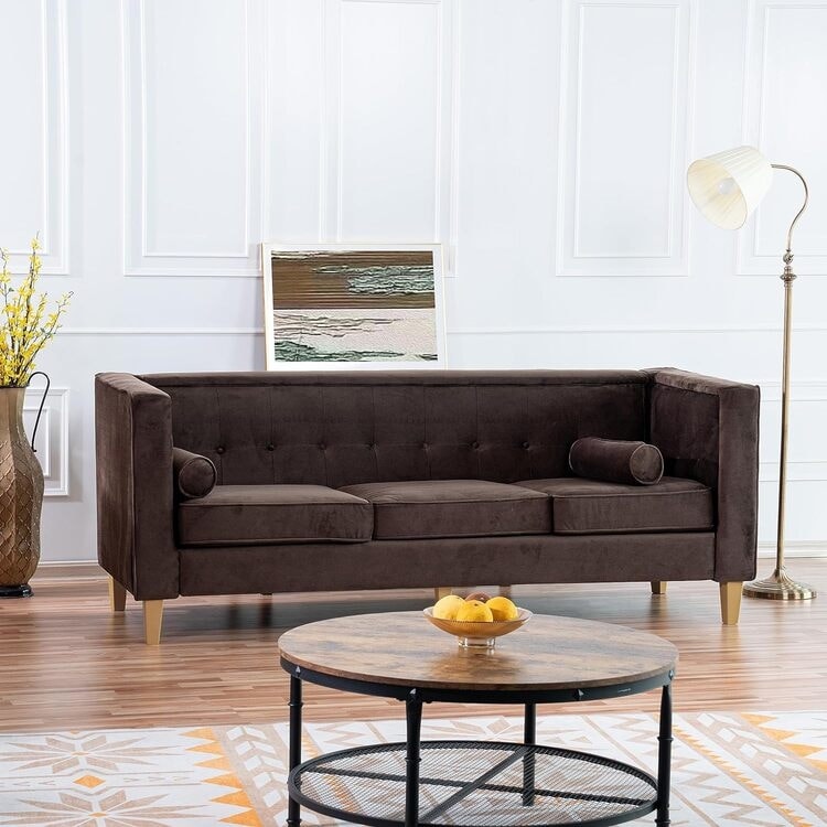 Divano per soggiorno Divano Mid Century con cuscino trapuntato Gambe in legno massello per soggiorno Camera da letto Comodo