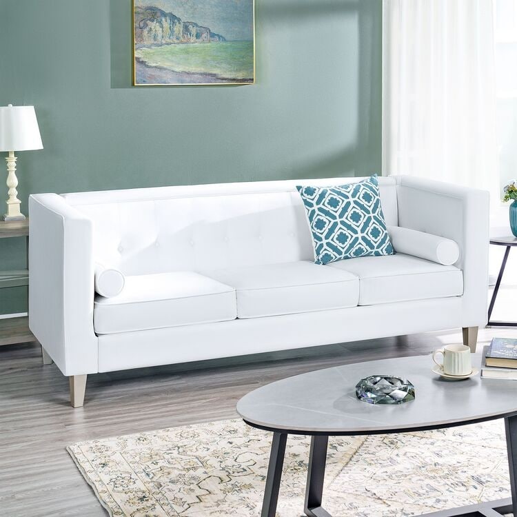 Divano per soggiorno Divano Mid Century con cuscino trapuntato Gambe in legno massello per soggiorno Camera da letto Comodo