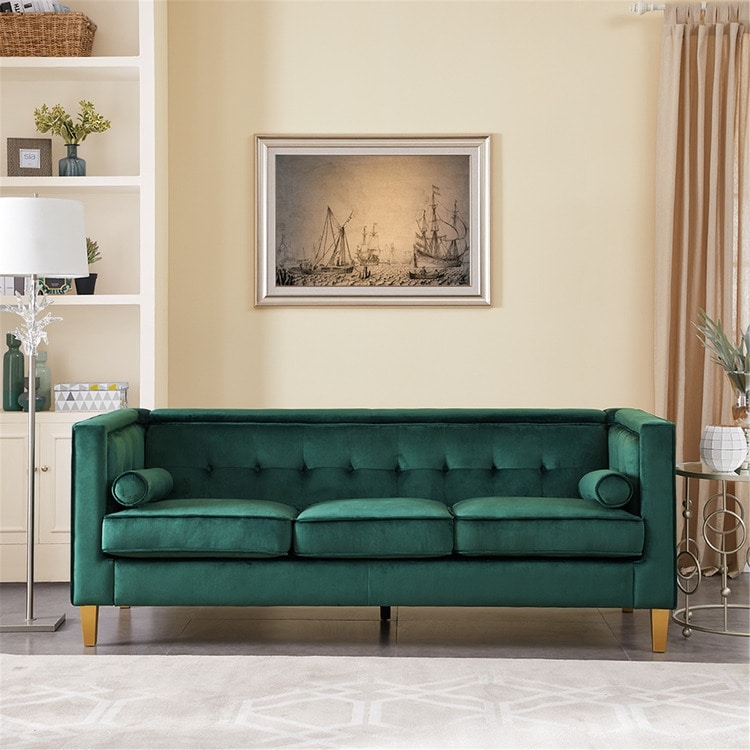 Divano per soggiorno Divano Mid Century con cuscino trapuntato Gambe in legno massello per soggiorno Camera da letto Comodo