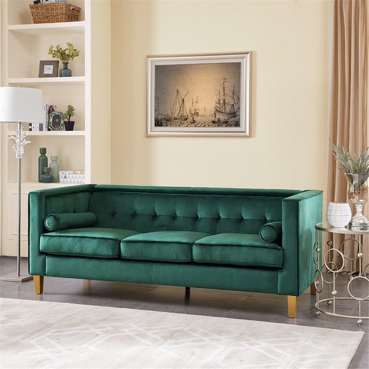 Divano per soggiorno Divano Mid Century con cuscino trapuntato Gambe in legno massello per soggiorno Camera da letto Comodo