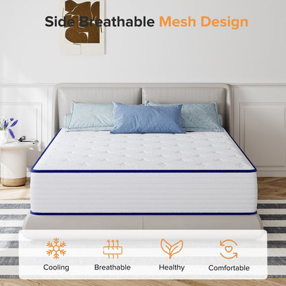 Materasso ibrido a molle insacchettate SweDrea King da 10 pollici, in memory foam e gel di medie dimensioni, con certificazione CertiPUR-US, SGS e OEKO-TEX