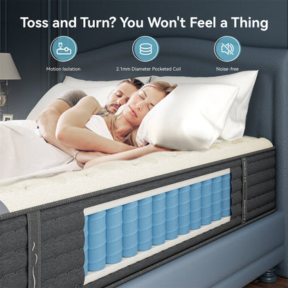 SweDrea 12 pollici. Lussuoso materasso ibrido bifacciale - Medio/Rigido con CertiPUR-US, SGS e OEKO-TEX