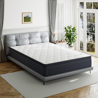 Materasso ibrido a molle insacchettate SweDrea da 12 pollici con memory foam in gel e pillow top di medie dimensioni, certificato CertiPUR-US, SGS e OEKO-TEX.