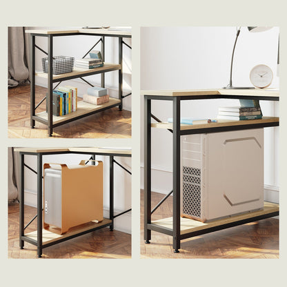 Piccola scrivania a L con ripiani portaoggetti, scrivania angolare per computer