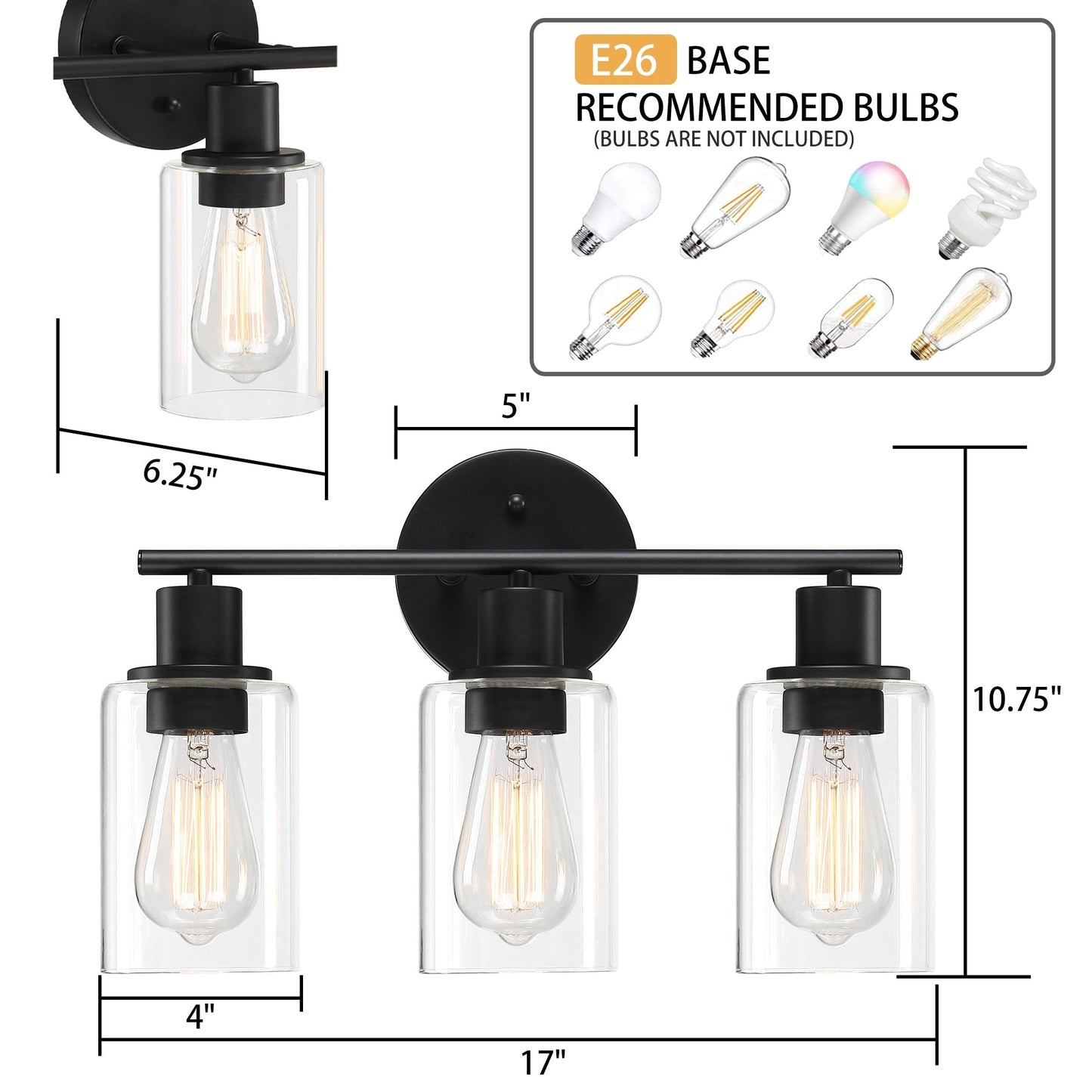 Lampada da bagno a 3 luci da 17 pollici, lampada da toeletta in bronzo oliato