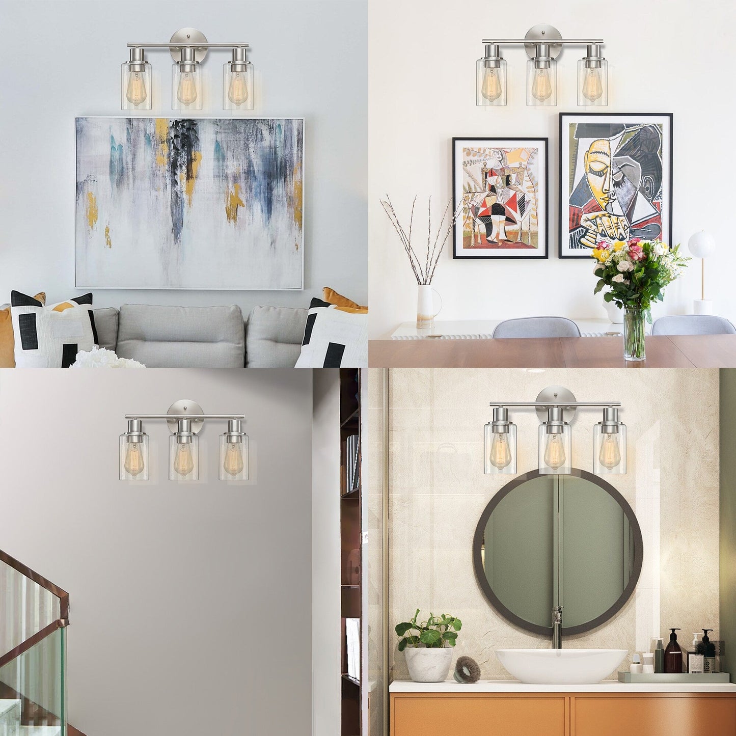 Lampada da bagno a 3 luci da 17 pollici, lampada da toeletta in bronzo oliato