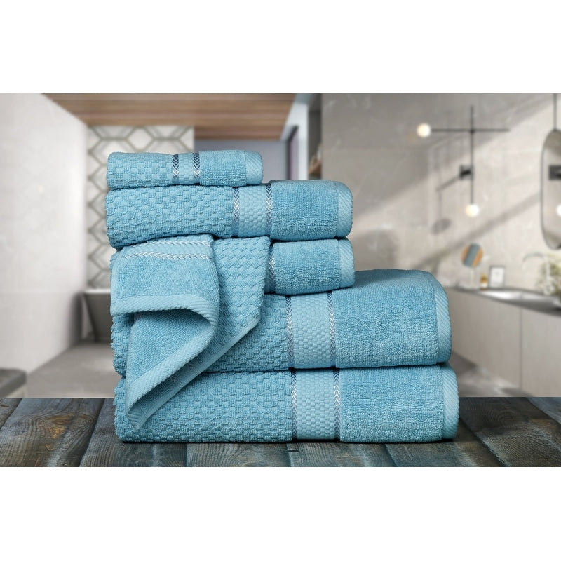 Set di 6 asciugamani in cotone effetto popcorn di Ample Decor - 2 bagni, 2 mani, 2 lavaggi
