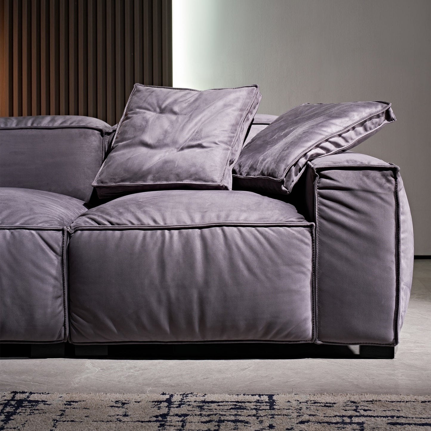 Divano quadrato 110'' Masha Velvet a quattro posti per divano letto da soggiorno