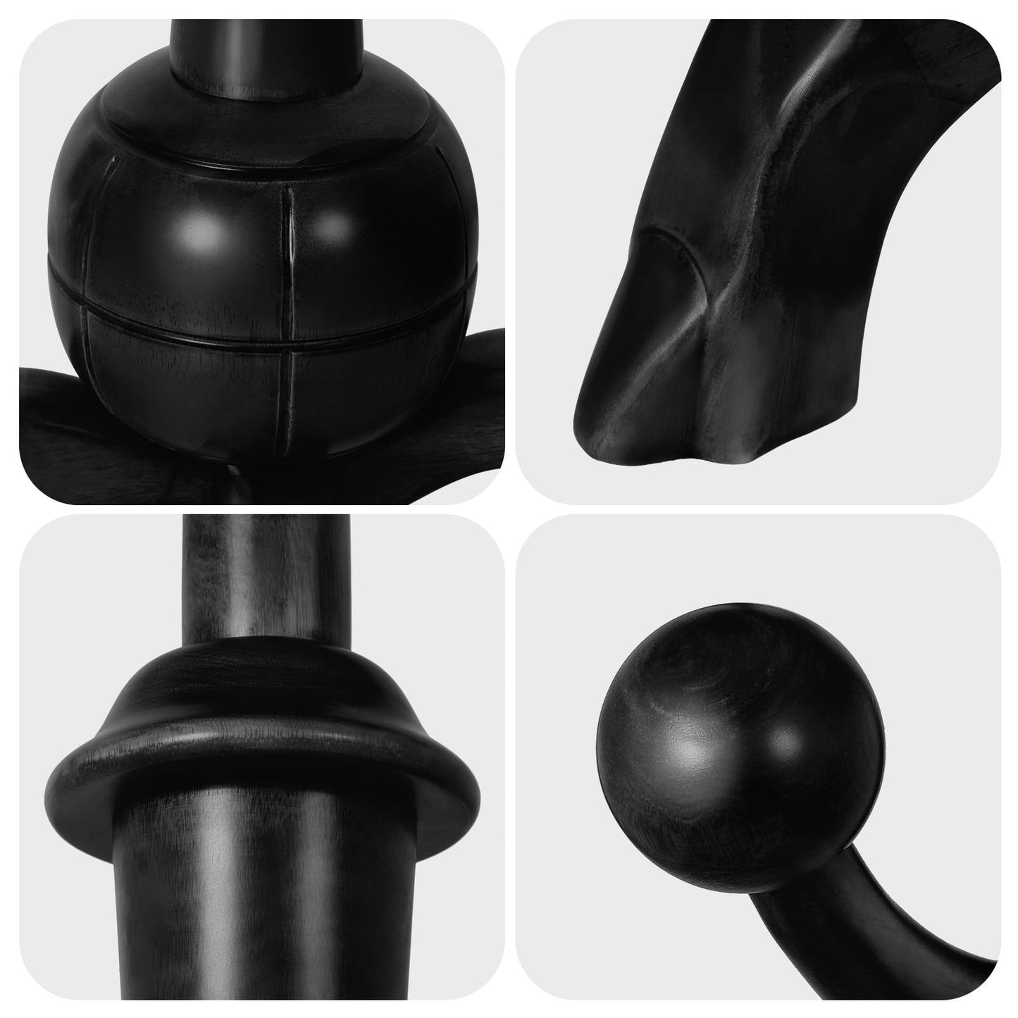 Appendiabiti indipendente in legno di caucciù con 8 ganci - 24,5 L x 70,87 A