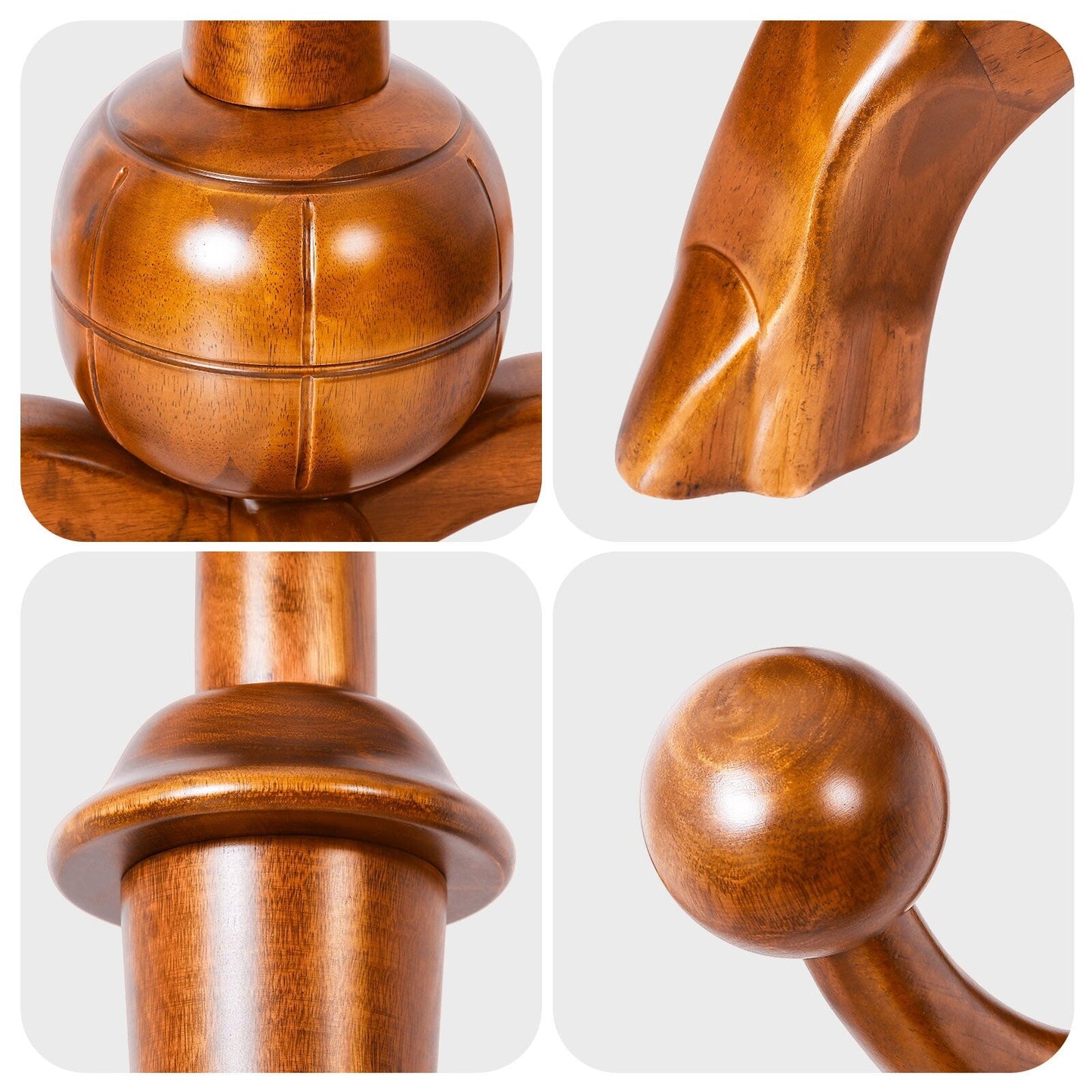 Appendiabiti indipendente in legno di caucciù con 8 ganci - 24,5 L x 70,87 A