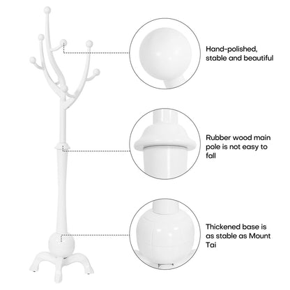 Appendiabiti indipendente in legno di caucciù con 8 ganci - 24,5 L x 70,87 A