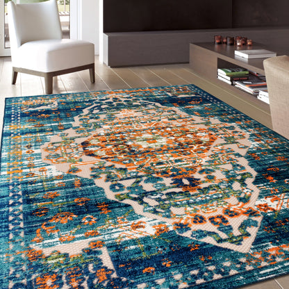 Tappeto tradizionale per interni/esterni in stile anticato della World Rug Gallery