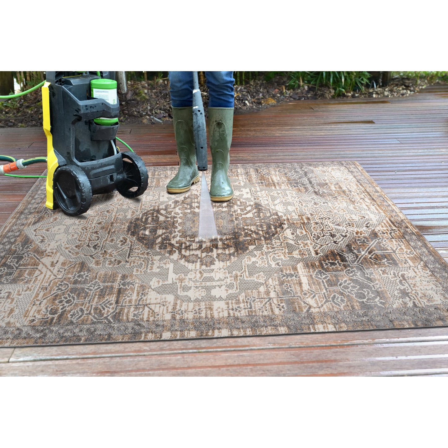 Tappeto tradizionale per interni/esterni in stile anticato della World Rug Gallery