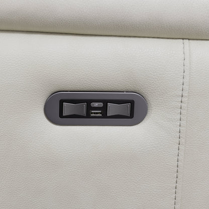 Divano elettrico Steve Silver Durham in pelle pieno fiore avorio