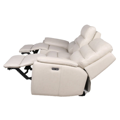 Divano elettrico Steve Silver Durham in pelle pieno fiore avorio