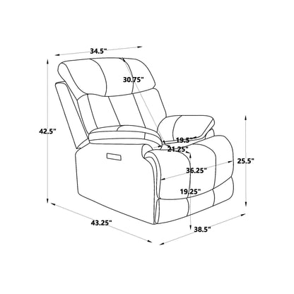Poltrona reclinabile elettrica in pelle pieno fiore, poggiatesta regolabile, poggiapiedi estensibile, poltrona reclinabile a gravità zero