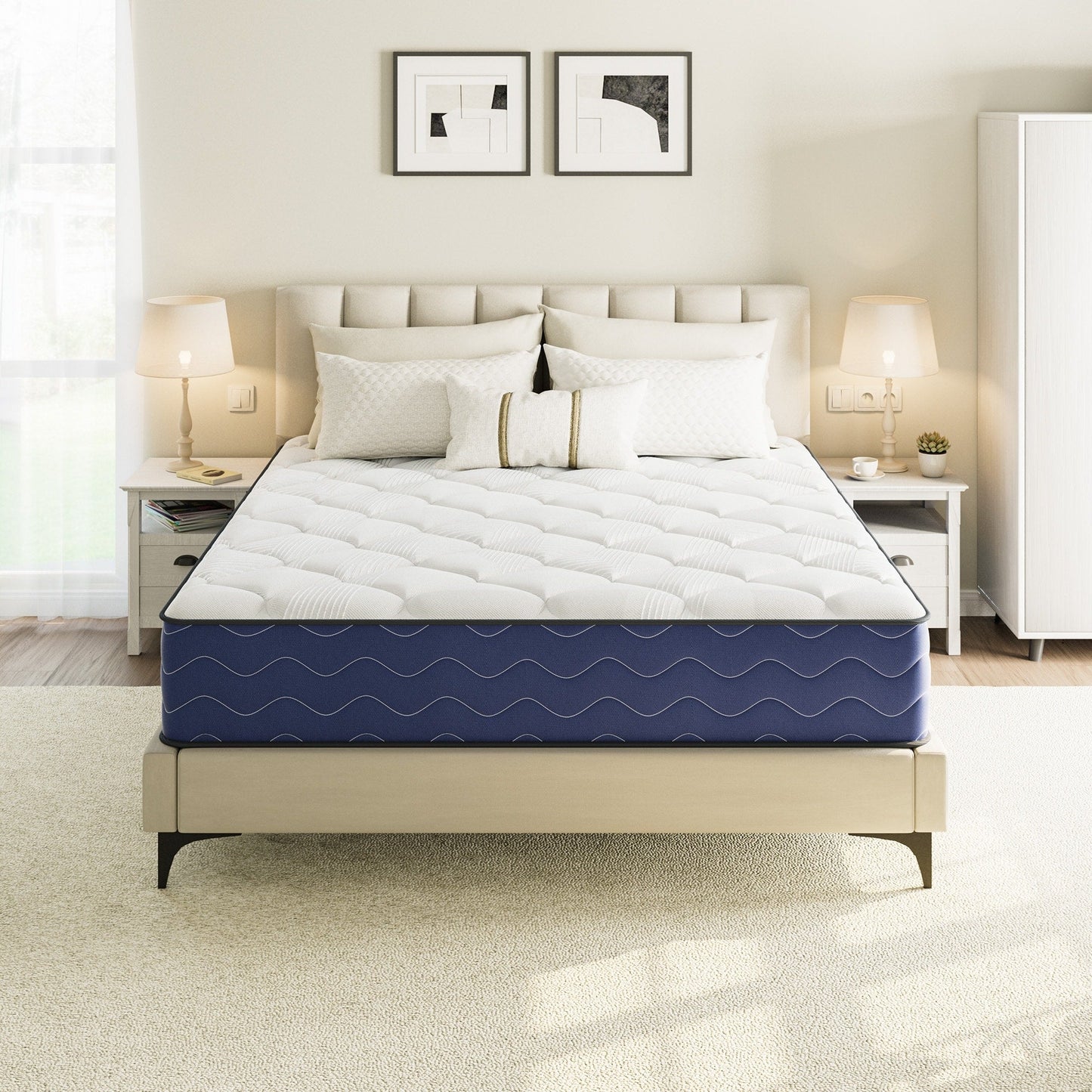 Materasso ibrido rigido SweDrea da 10 pollici, rinfrescante e traspirante con CertiPUR-US, SGS e OEKO-TEX