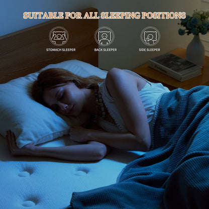 Materasso SweDrea in memory foam ibrido rigido da 10 pollici con certificazione CertiPUR-US e Oeko-TEX, dotato di molle rinforzate.