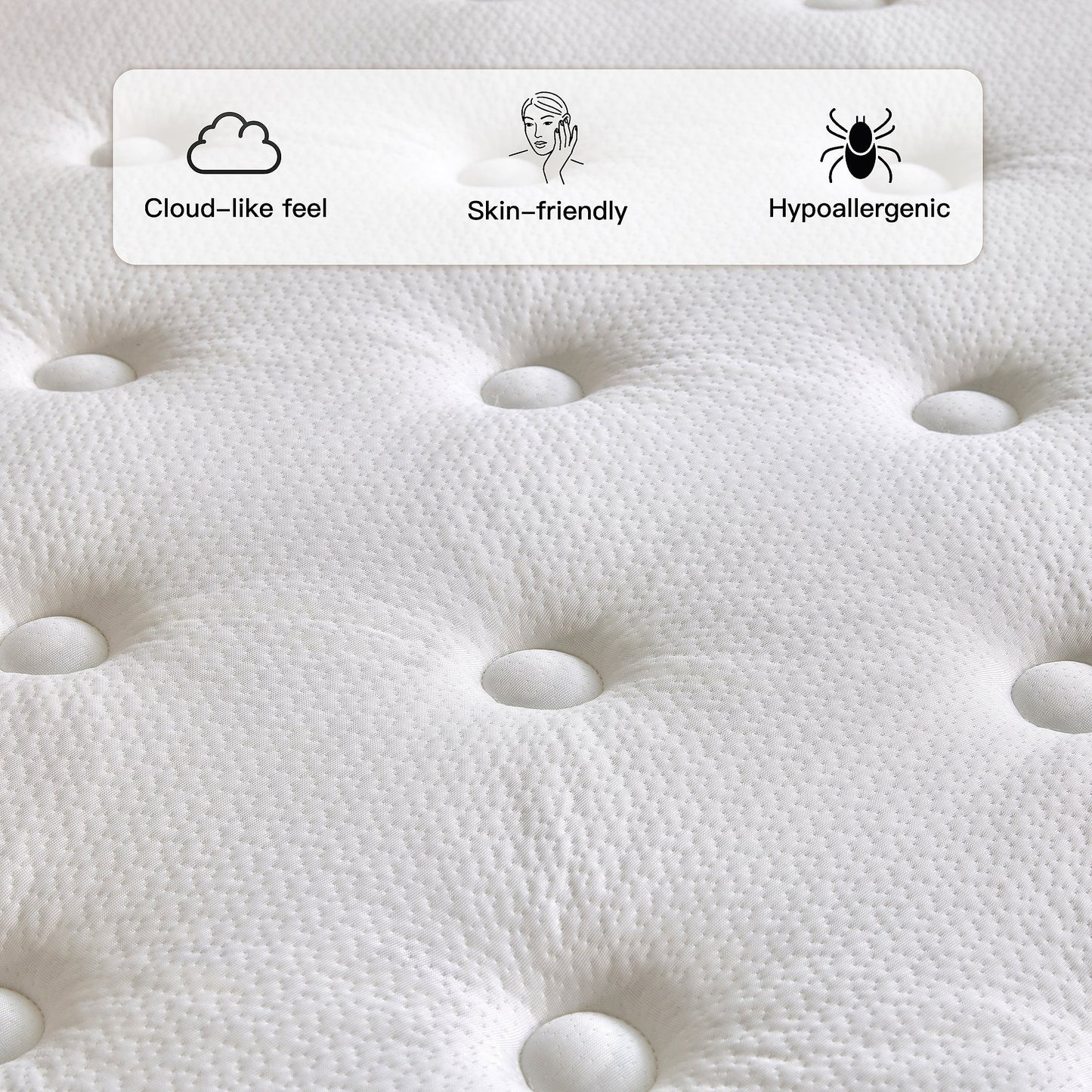 Materasso SweDrea in memory foam ibrido rigido da 10 pollici con certificazione CertiPUR-US e Oeko-TEX, dotato di molle rinforzate.