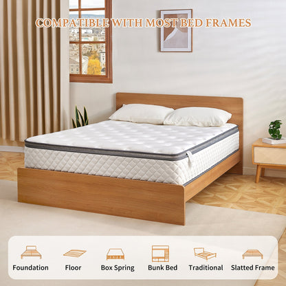 Materasso SweDrea in memory foam ibrido rigido da 10 pollici con certificazione CertiPUR-US e Oeko-TEX, dotato di molle rinforzate.